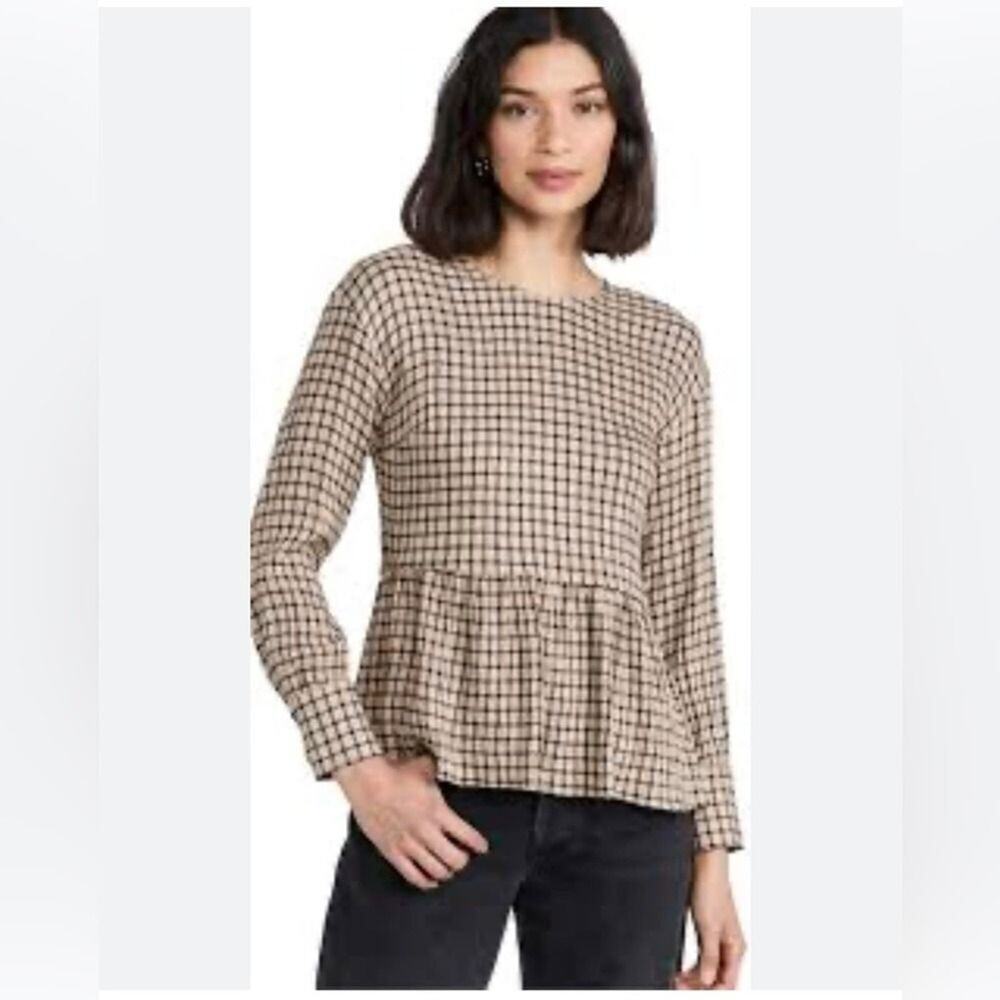 MADEWELL BUTTON BACK PEPLUM BLOUSE SIZE S